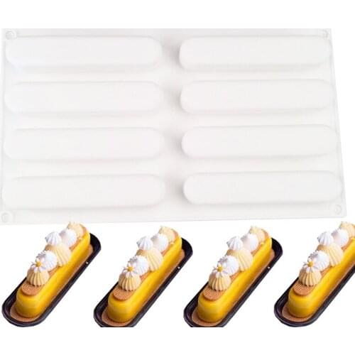 3D Long Strip Shape Finger Biscuit Silione Mold Mousse Cake Fondant Form Dessert Ice Mould Tray Bakeware Baking Tools