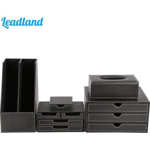 5 Pcs/Set Office Desk Set Includes Paper Tray Stationery Desktop Organizer Storage Box Tissue Holder Desk Ashtray T24H