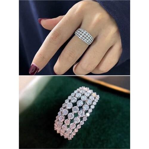 5 Layered Stackable Crystal Zircon Diamonds Gemstones Rings for Women White Gold Silver Color Trendy Jewelry Bijoux Gifts New