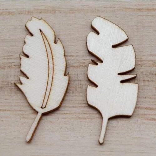 50x laser cut wood feather blanks 40*16mm