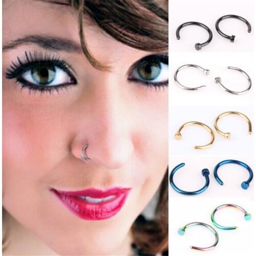 8mm Small Thin Stainless Steel Nose Lip Open Hoop Ring C Type Hoop Piercing Stud Body Jewelry 3 Colors Nose Ring