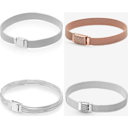 2021 New 925 Sterling Silver Reflexions Series Sparkling Clasp Bracelet Fit Reflexions Charm Bracelet Snake Chain DIY Jewelry