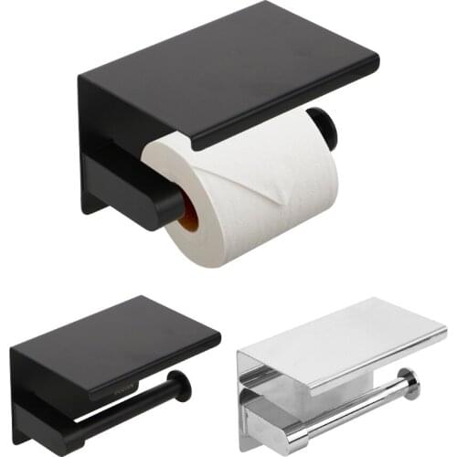 Toilet Paper Holder Toilet Roll Holder Phone Storage Shelf Wall Mounted Bathroom Accessories Stainless Steel