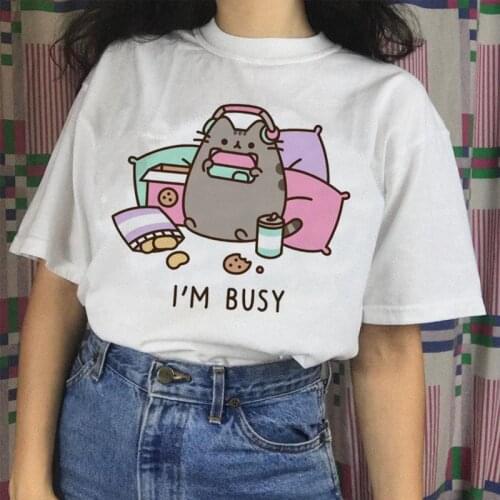 Pusheen cat t shirt harajuku women tshirt Female Tee Shirt Funny clothes Aesthetic t-shirt tops tee cartoon 90s