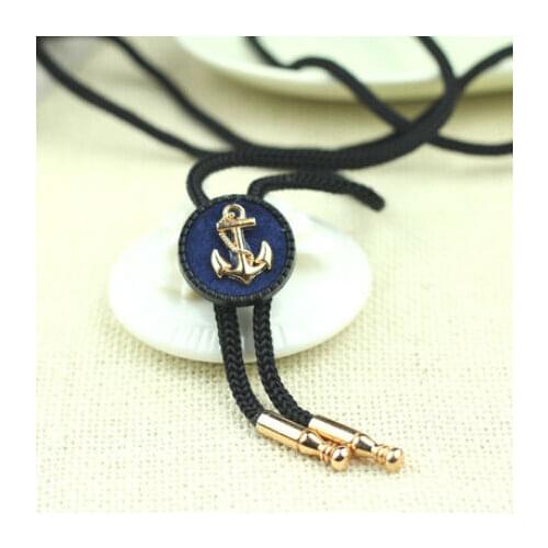 Anchor Tie Bolo Black Rope Roundness Collar Button Cravate 2015 New Arrival Man Bolo Neckties Shirt Aksesoris Anchor Tie Bolo