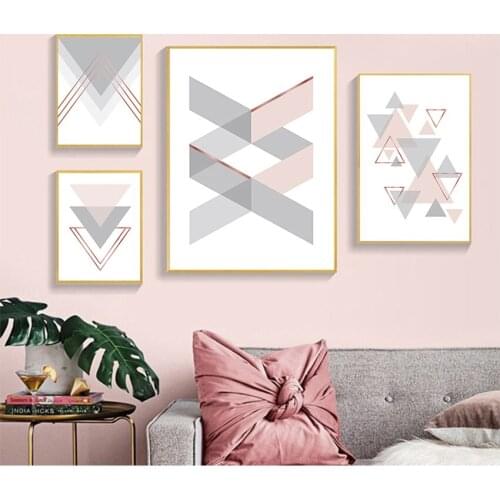 Painting Wall Picture for Living Room Decoration Pink Gray Arrow Geometric Abstract Art Poster Nordic Canvas Print Simplicity