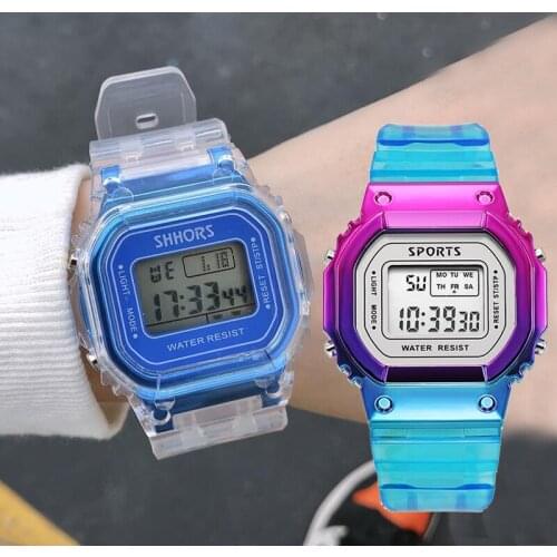 Fashion Men Women Watches Gold Casual Transparent Digital Sport Watch Lovers Gift Clock LED Luminous Wristwatch Female Clock