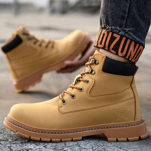 ZEEKSON 2021 Martin Boots Mens High-top Trendy Mens Short Boots Mens Tooling Shoes Trend Boots British Style Mens Shoes