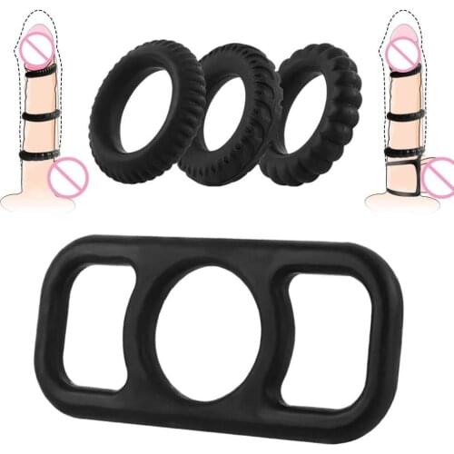 Penis Ring Set for Couples Sex,Cock Rings Set Sex Toy for Men with Stretchy Silicone for Longer Harder Stronger Erection