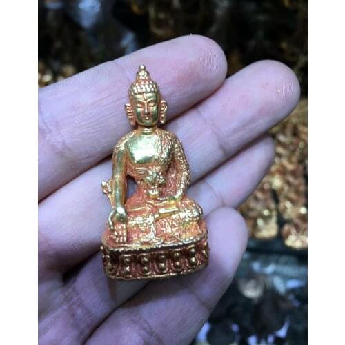 Nepal tibet bronze gold carved small buddhism Bhaisajyaguru buddha statue