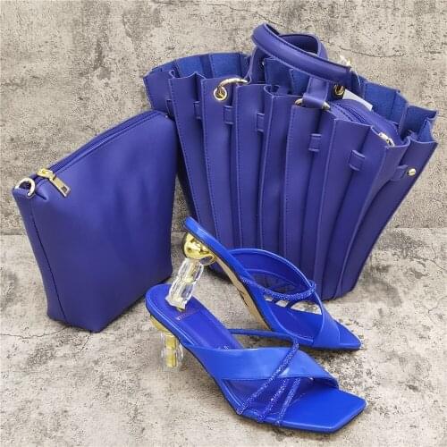Latest Design African Matching Shoe and Bag Italian Design Women High Heel Shoes and Bag Set for Party Women Wedding Pumps Shoes