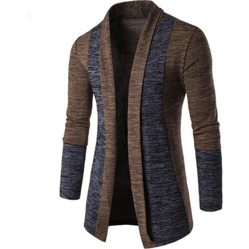 2018 New Mens Sweater Mens Opening Splice Colour-Coloured Knitted Sweater Korean Edition Sweater Fall Sweaters