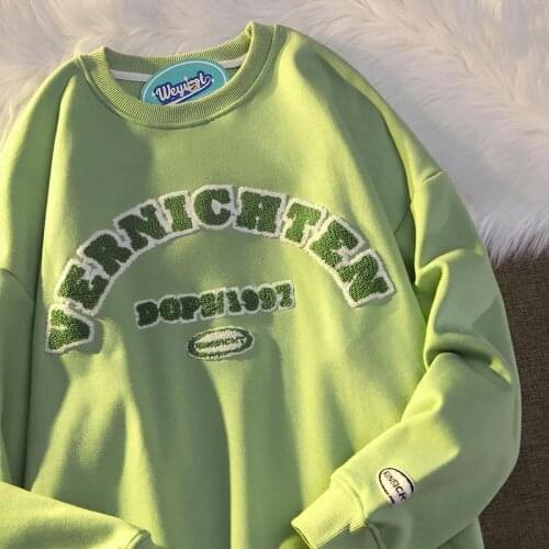 New Hip Hop Sweatshirt Letter Embroidery Hoodie Women O-neck Pullovers Korean Fashion Clothes for Teens 2021 Autumn Harajuku Ins