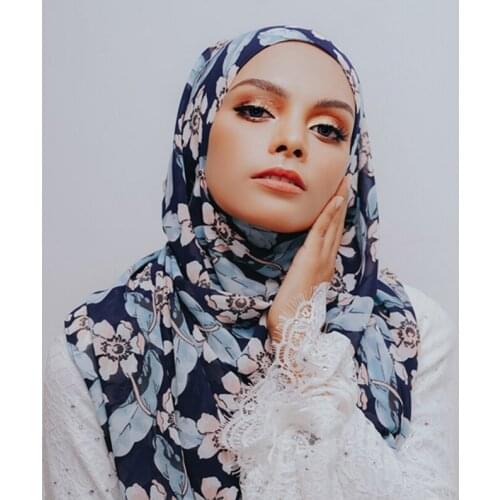 10PC Spring Thicker bubble chiffon hijab scarf Printed shawls muslim scarves headscarf wraps Turbans headband long scarves