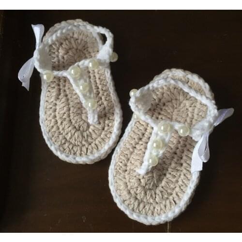 QYFLYXUE hand-woven Baby pearl herringbone toddler shoes Bowknot is white baby shoes