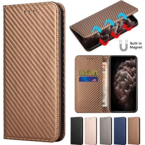 Luxury Carbon Fiber Phone Case For iPhone 6 7 8 SE 2 6S Plus 13 12 11 Pro X XS XR Max Mini Cover Wallet Card Slot Flip Leather