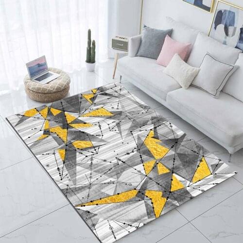 Gray Yellow Modern Geometric Stripes 3d Printed Non-slip Microfiber Living Room Decoration Modern Washable Area Mat Door Mat