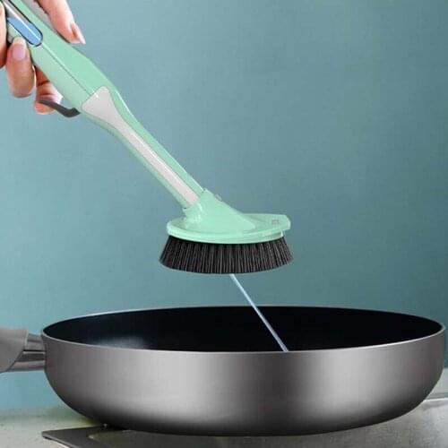 Wonderlife Cleaning Brush Home Kitchen Long Handle Brush Automatic Liquid Addition Brush To Remove Dirt Oil Kitchen Accessories