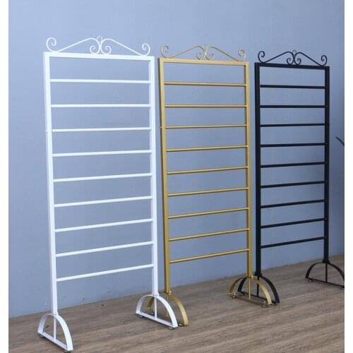 Storage rack fresh flower wrapping paper ribbon wall shelf scarf scarves cloth floor display shelf