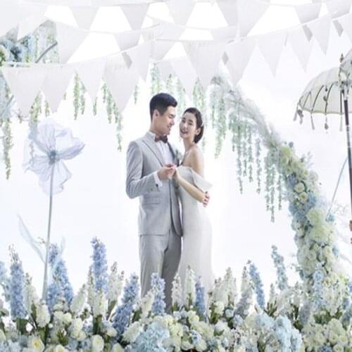 High Quality 8M 20Flags White Fabric Pennant Outdoor Banner Nylon Advertising Hanging Flag Wedding Decor Birthday Party Supplies