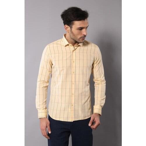 Yellow Plaid Mens Shirt Wessi