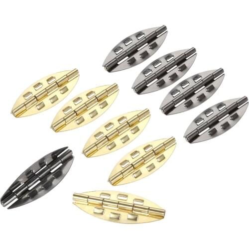 10Pcs 39*17mm Furniture Olive Shaped Decorative Hinges for Gift Jewelry Wooden Box Cabinet Wardrobe Door Metal Hinge with Screws