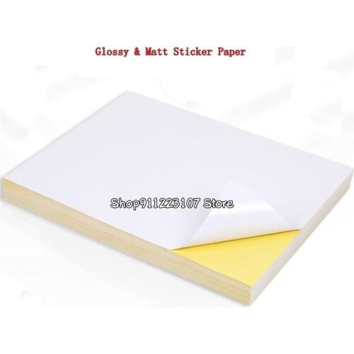 100sheets/Lot A4 Glossy & Matt Kraft Adhesive Sticker for Laser Inkjet Printer Copier Craft Paper Self Adhesive Sticker Label