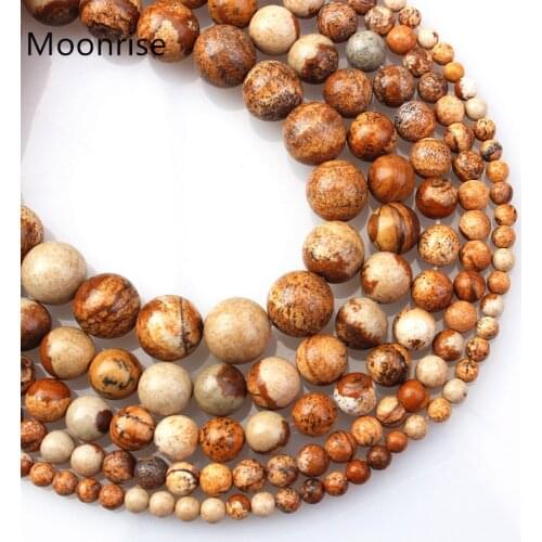 100% Natural Picture Stone Round Beads For Jewelry Making Findings Diy Craft Bracelet necklace 1 Strand 15"