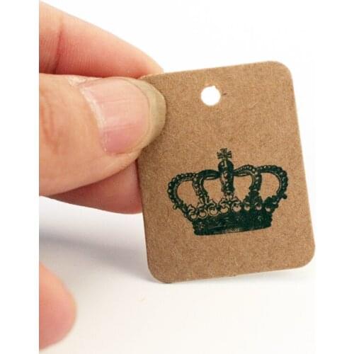 100pcs Paper With Crown Printing Price Label Tags 2.6*3.3cm Jewelry Display Card Multi Colors Paper gift cards
