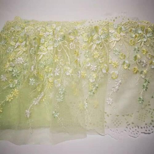 3Yards 22cm wide Gold Polyester Soft Mesh Embroidery Lace Trimmings Dress Accessories Lace Fabric Sewing Crafts Doll Material