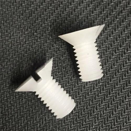 3pcs M8 PVDF Slotted countersunk head plastic screw One word flat heads Corrosion resistant bolt screws 10-35mm Length