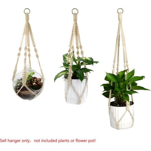 3Pcs Hanging Plant Handmade Macrame Basket Flower Pot Hanger Wall Decor Courtyard Garden Balcony Hanging Planter Hanging Baskets