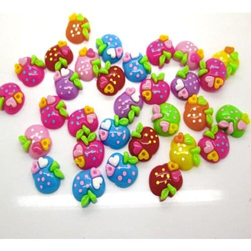 50pcs 17X16mm Resin Apples Flatback Cabochon Jewelry Findings Scrapbooking For Jewelry Making Charms Pendants Accessories Diy