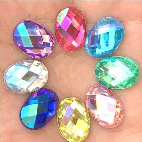 60Pcs 10*14mm Round Acrylic Rhinestone Craft/Clothes Decoration Handmade Diy