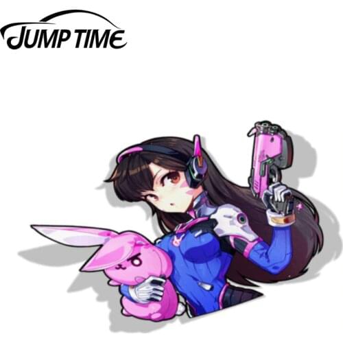 Jump Time 13cm x 10cm D.VA Anime Stickers Waifu Decal Funny Car Styling Vinyl Graphic Decor For Window Bumper Trunk Car Stickers