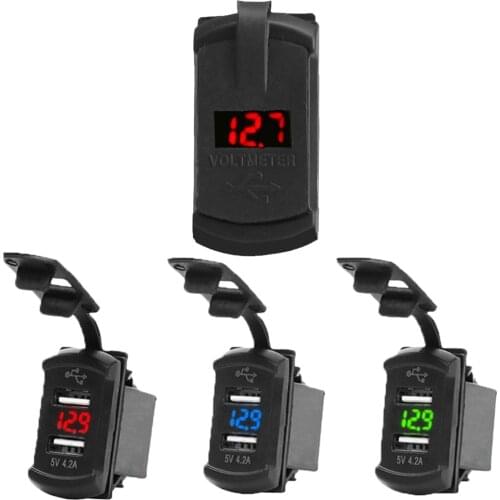 Car Charger 12V 24V Universal 4.2A Display Voltage Waterproof Dual USB Ports Auto Adapter Phone Charger For Huawei Xiaomi