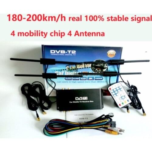 Free Transmission Of 180-200 Km / H 4 Antenna DVB T2 Car 4 Digital Mobile Chip Radio HD 1080 P TV Receiver DVB-T2 Car