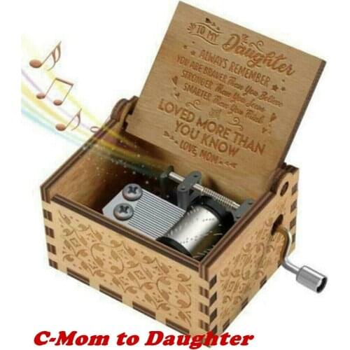 Wooden Music Box Mom Dad Daughter -You Are My Sunshine Engraved Toy Kid Gift