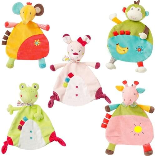 Baby Appease Towel Toys Cute Animal Plush Doll Teether Developmental Baby Towel Stroller Bed Sleeping Blanket Toy