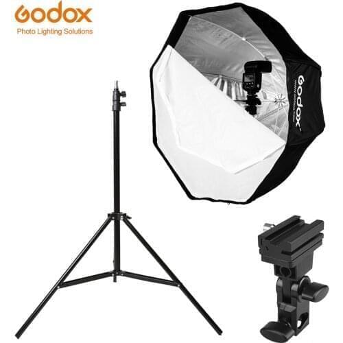 Godox 31.5in 80cm Octagon Umbrella Softbox 200cm Light stand Umbrella Hot Shoe Bracket Kit for Speedlite Flash