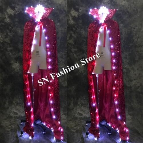 LZ02 LED light ballroom dance dresses led cloak led costume Glowing bar stage model wears cosplay clothes dj party mens suit