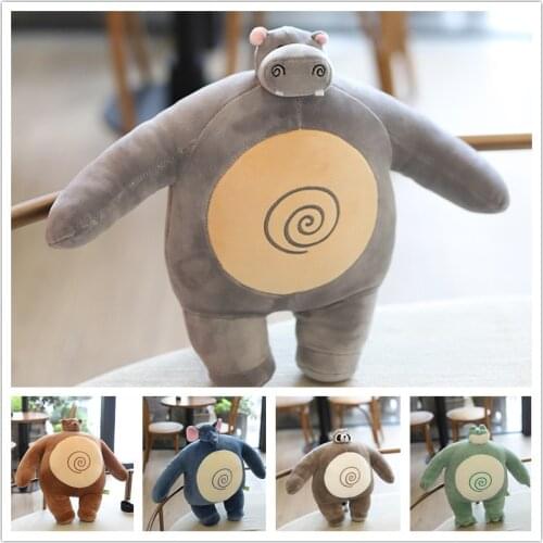 Small Head Teddy bear Pillow Stuffed tiny Head Big Body Raccoon Frog Elephant hippo Boyfriend Hug Pillow Chair Cushion