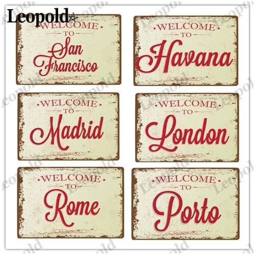 Retro Metal Tin Led Welcome Plate To Our Country Brand Plate Abstract Letter Metal Poster Wall Art Bar Club Home Decoration
