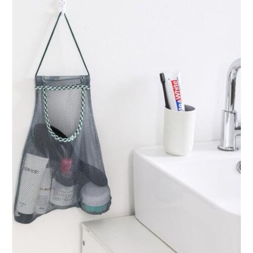 Reusable Garlic Onion Hanging Bag Ginger Storage Pocket Reusable Polyester Mesh Bag Kitchen Drawstring Baskets Organizer