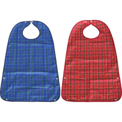 2pcs Waterproof Bib Adult Elderly Clothing Protector Disability Aid Apron with Food Catcher for Bedridden Convalescents Patients