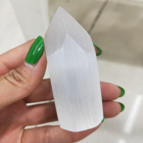 Natural White Selenite Crystal Obelisk Quartz Crystal Wand Point Healing Stones Tower Natural Stones and Crystals