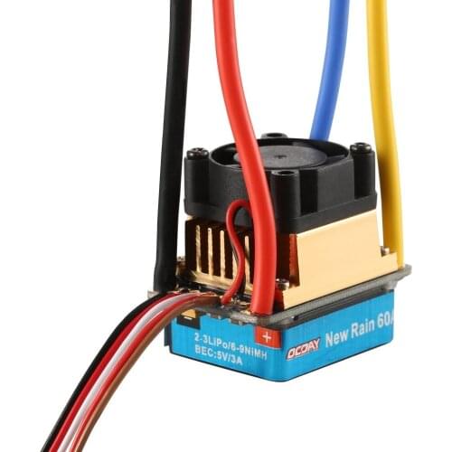 1pcs 2-3 Lipo/6-9NiMH 60A Dual Mode Brush Speed Controller ESC Regulator With Cooling Fan For 1/10 RC Car