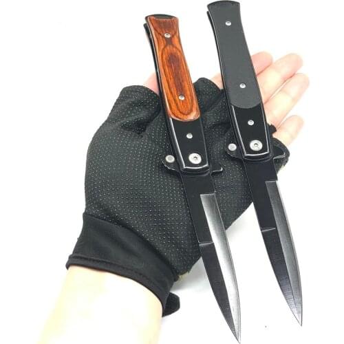 225MM (8.86'') Folding Knife Survival Tactical Outdoor Pocket Knife Wood G10 Handle Camping Hiking Hunting Knives EDC Multi Tool