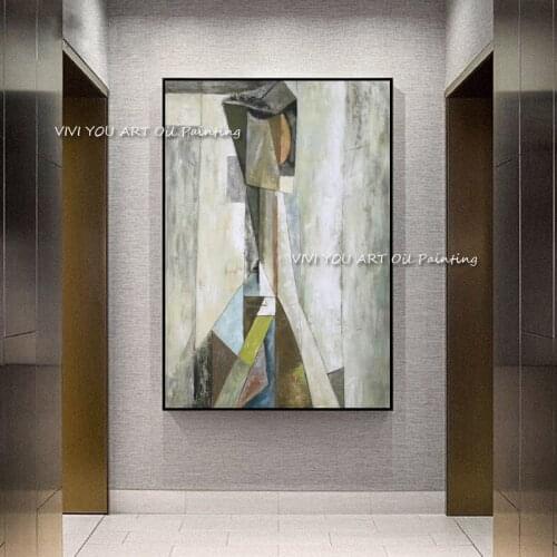 Modern Handmade Grey Wall Art Picture Abstract Gold Foil Painting Handwork Blue Living Room Decor Big Size Canvas painting