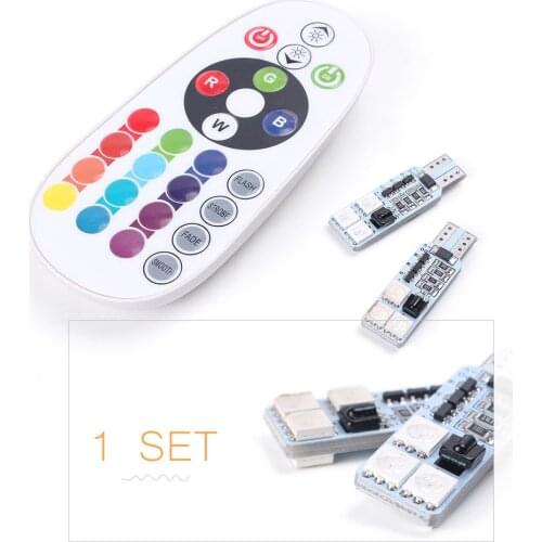Unviersal Car DC12V 6 Super T10 5050 RGB Colorful SMD LED Light Bulb 360 Degrees + Wireless Remote Controller w/ Battery CR2025